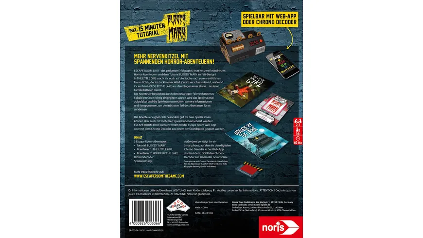 Noris Spiele - Escape Room Duo Horror