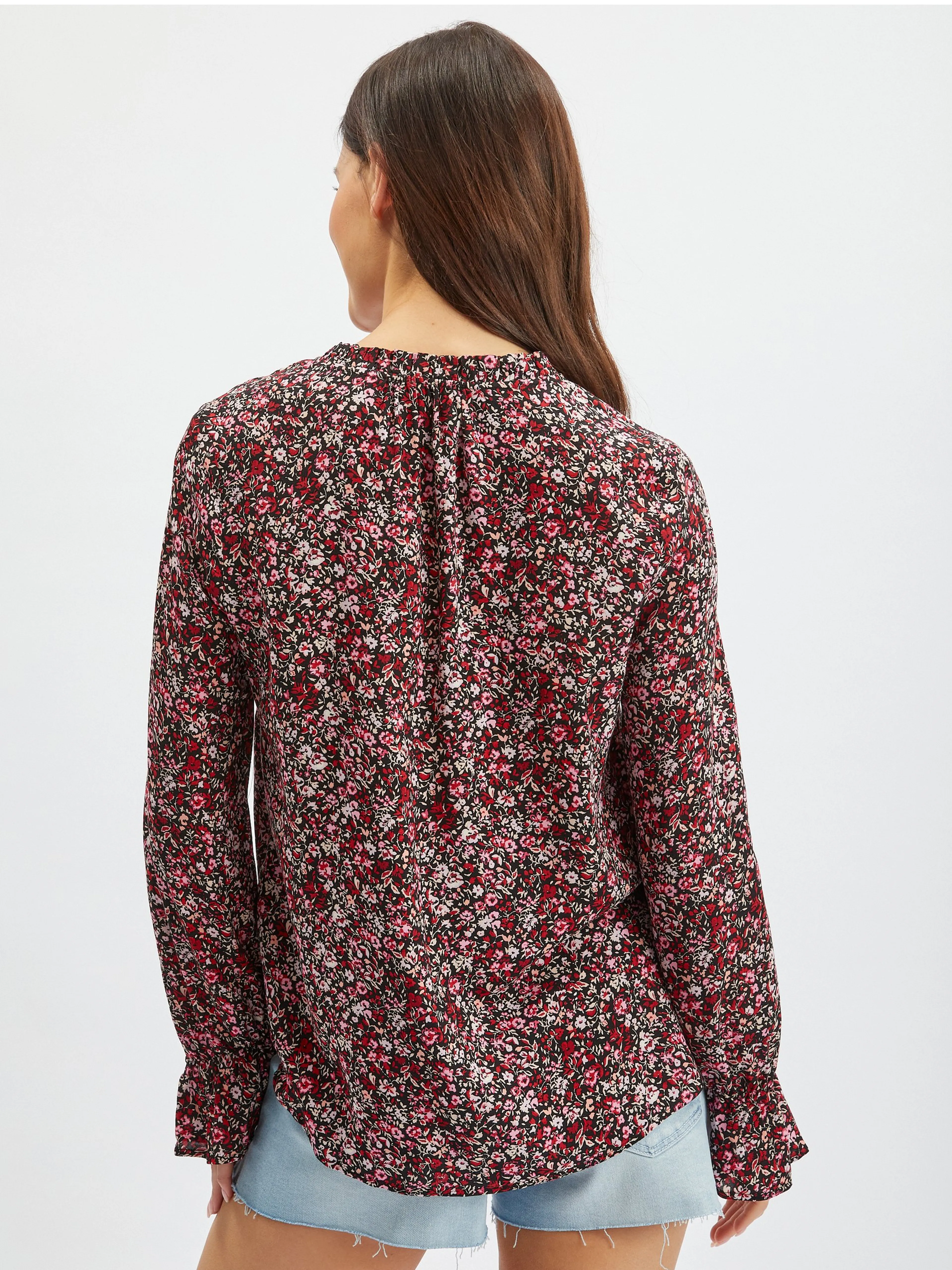 Burgunderfarbene Damenbluse mit Blumenmuster ORSAY