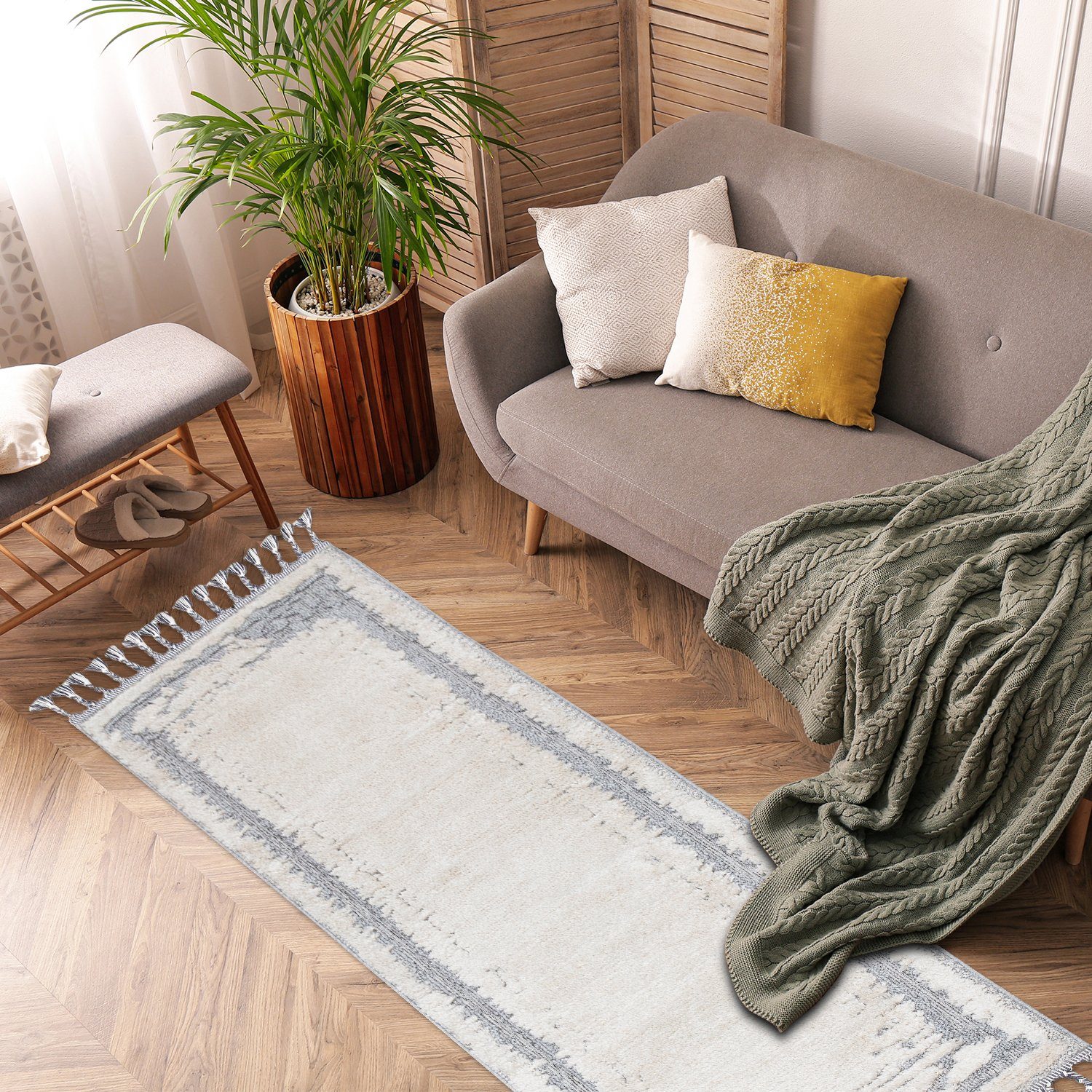Teppich Boho Skandinavisch Style - Hochtief Effekt Cut-& Loop, payé, Rechteckig, Höhe: 20 mm, Ornament Muster - Hochtief Effekt