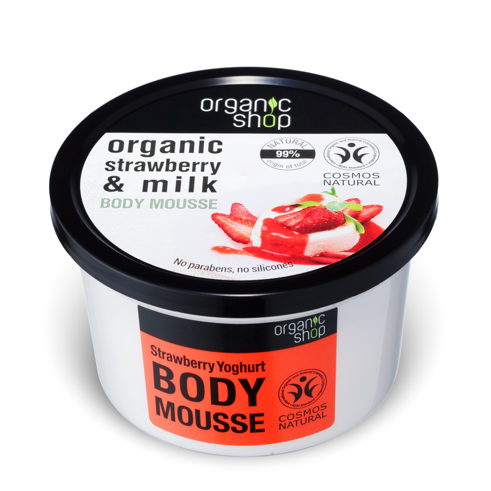 organic shop Crème-Mousse Hydratante Corps Yaourt à la Fraise Crème Hydratante