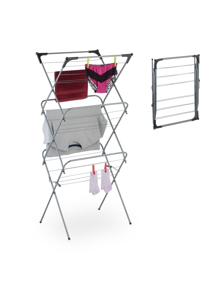 relaxdays Wäscheständer in Grau - (B)62 x (H)136 x (T)51 cm günstig kaufen onesize