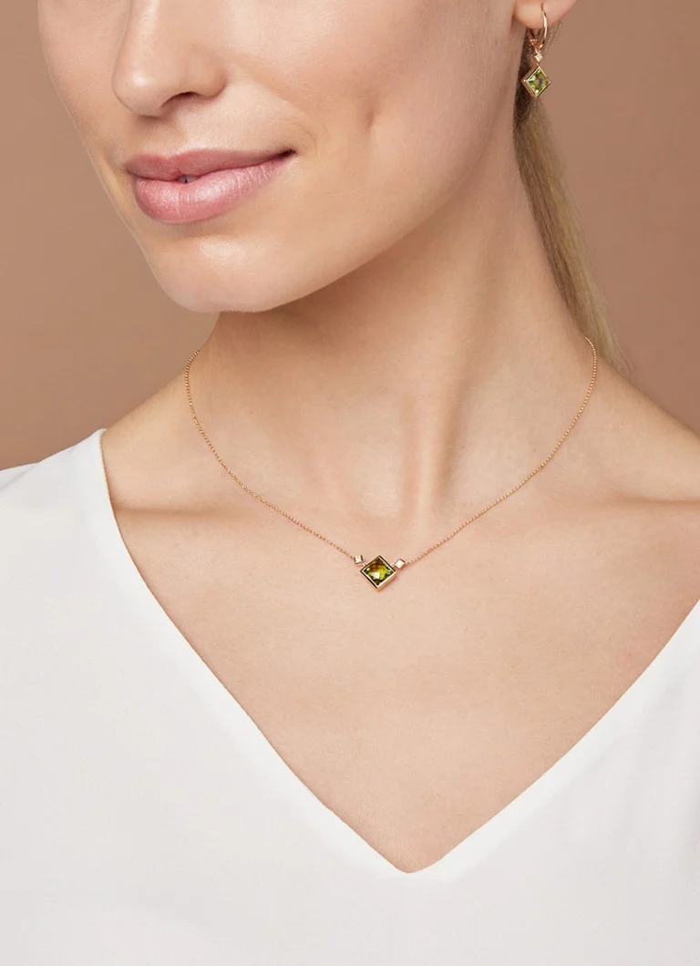 Ogrlica od žutog zlata s dijamantnim vrhom, 2,10 ct, peridot, filozofija