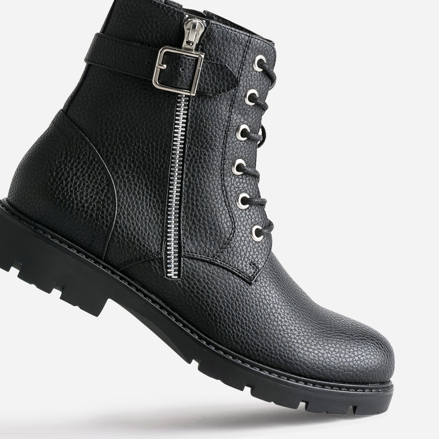 Boots à lacet BUGGY noir avec zip côté