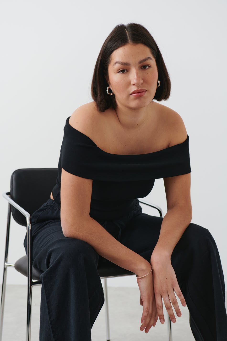 Folded off shoulder top