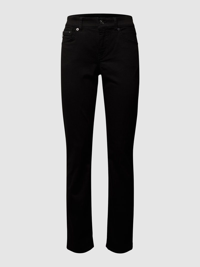 Slim Fit Jeans mit Reißverschlusstasche in schwarz