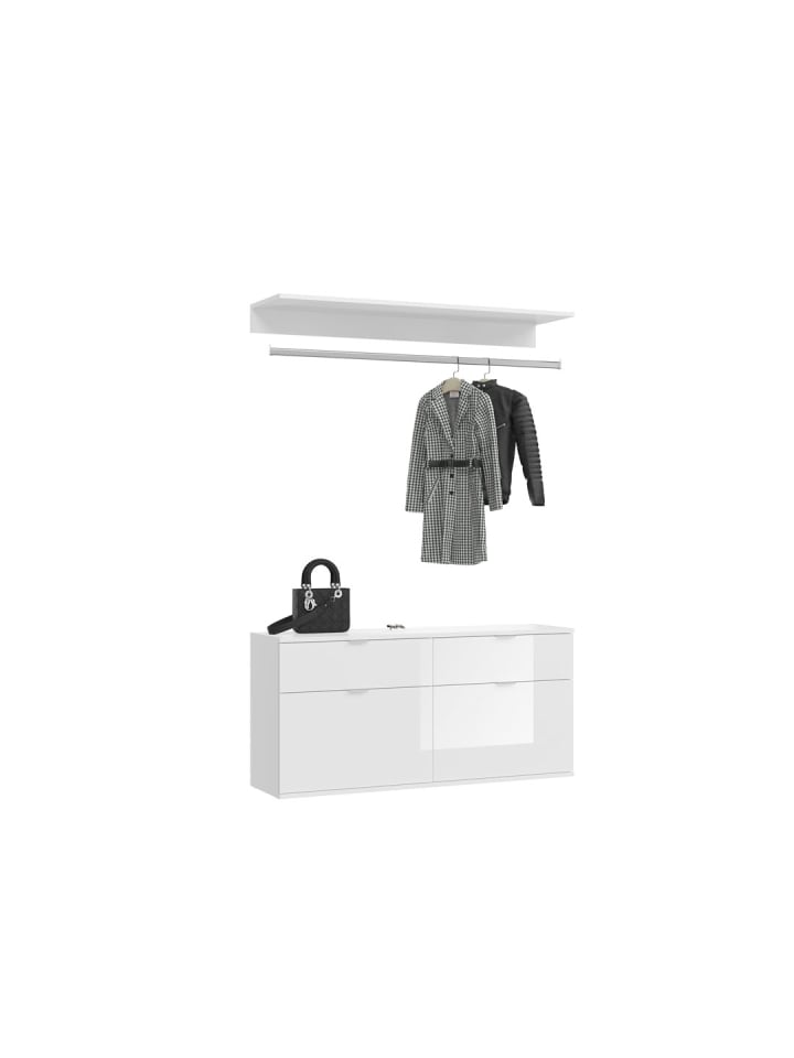 ebuy24 Garderobenaufstellung ProjektX 2 Weiß 121 x 34 cm günstig kaufen onesize