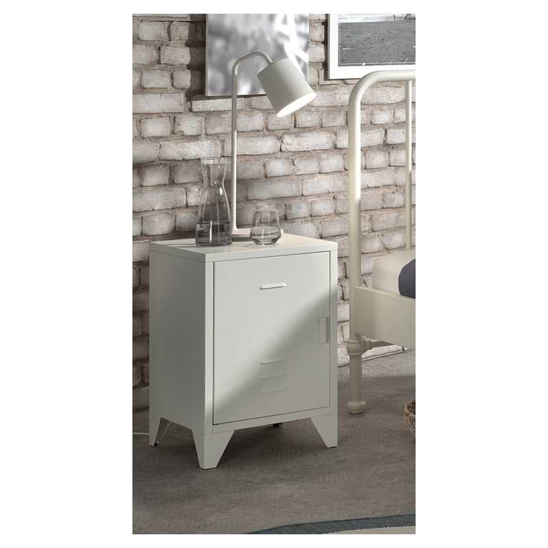Table de chevet métal Bronxx blanc