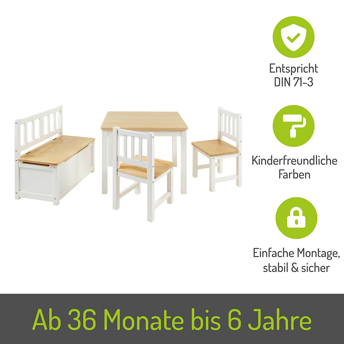Kindersitzgruppe Anna Natur/Weiß