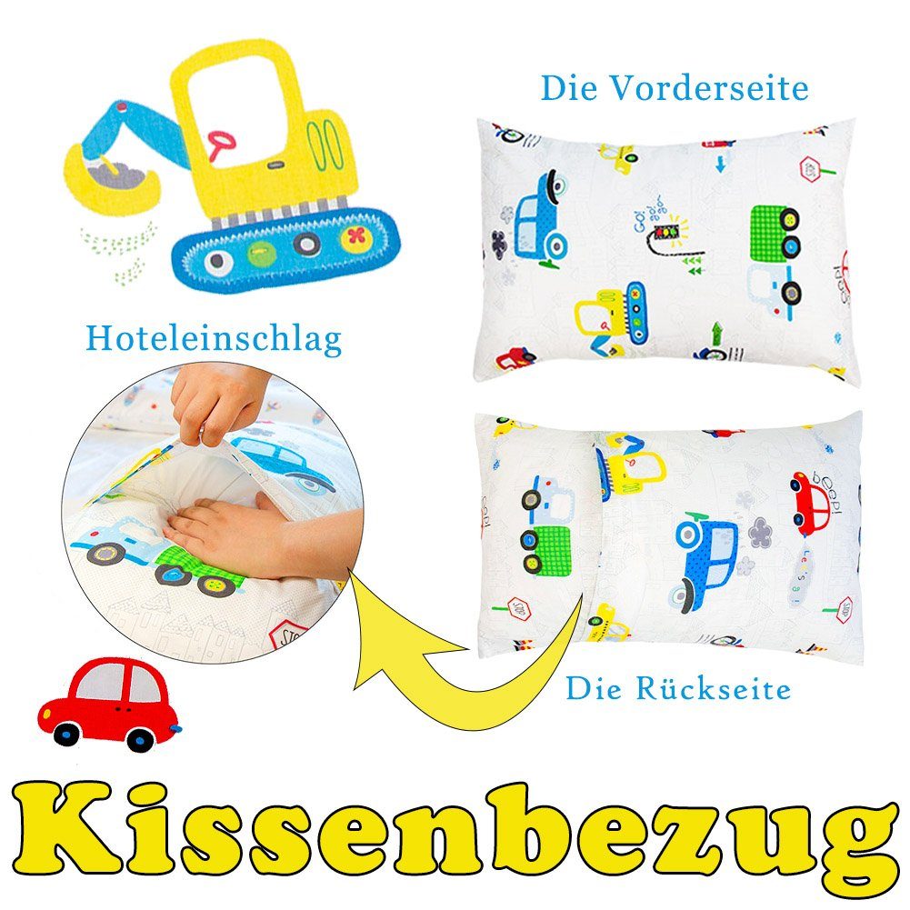 Babybettwäsche CAR/ZOO, KEAYOO, Baumwolle, 2 teilig, Autos Muster 100% Baumwolle mit Reißverschluss