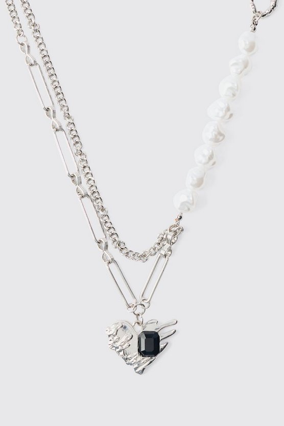 Heart Pendant Pearl Necklace