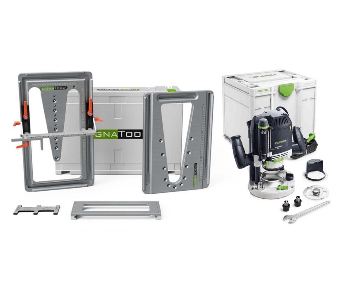 Sada šablón na frézovanie rybinových chvostov Lignatool LT080SROF2200 Štandardné balenie + fréza Festool OF2200EB-Plus