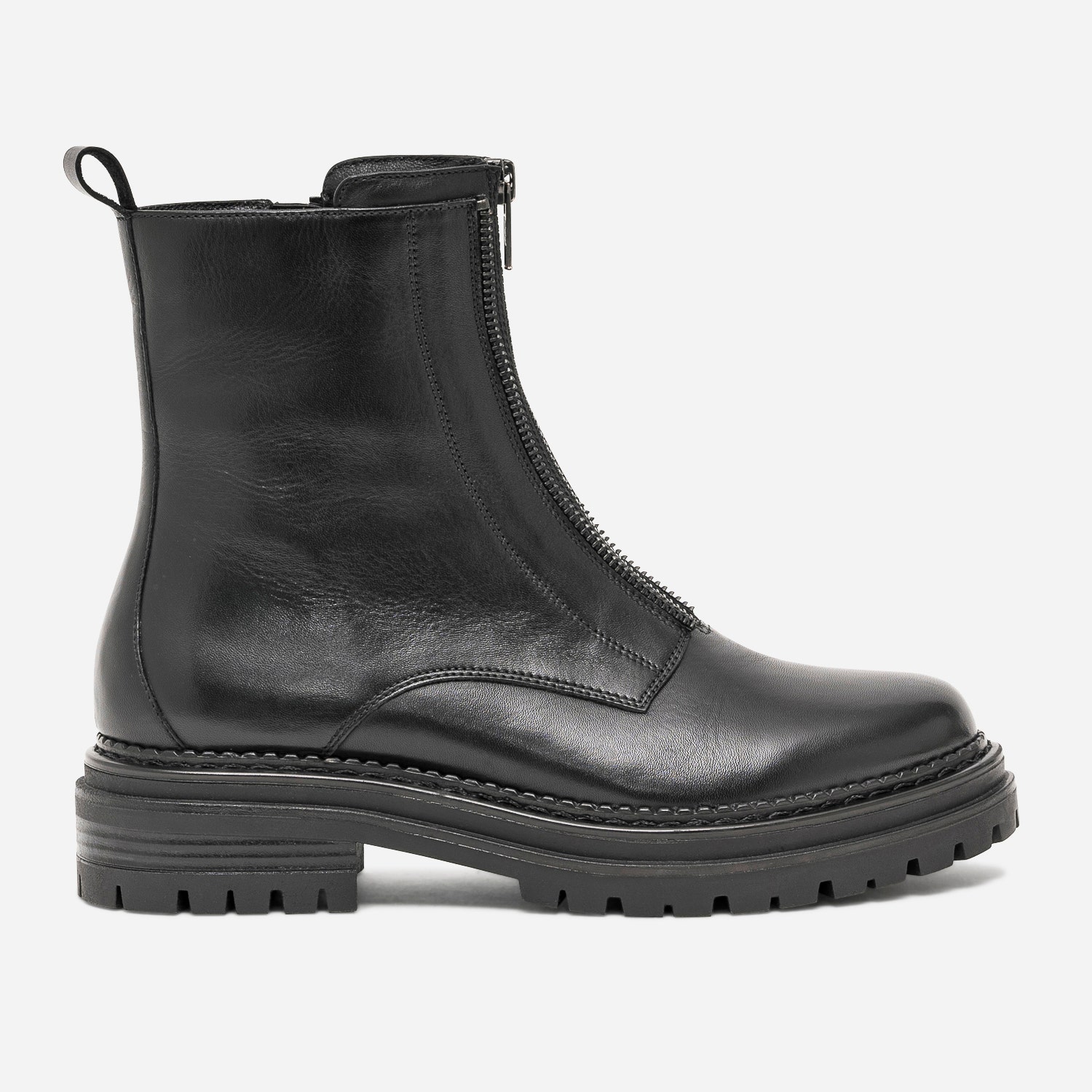 Boots TEXTO noir en cuir à zips
