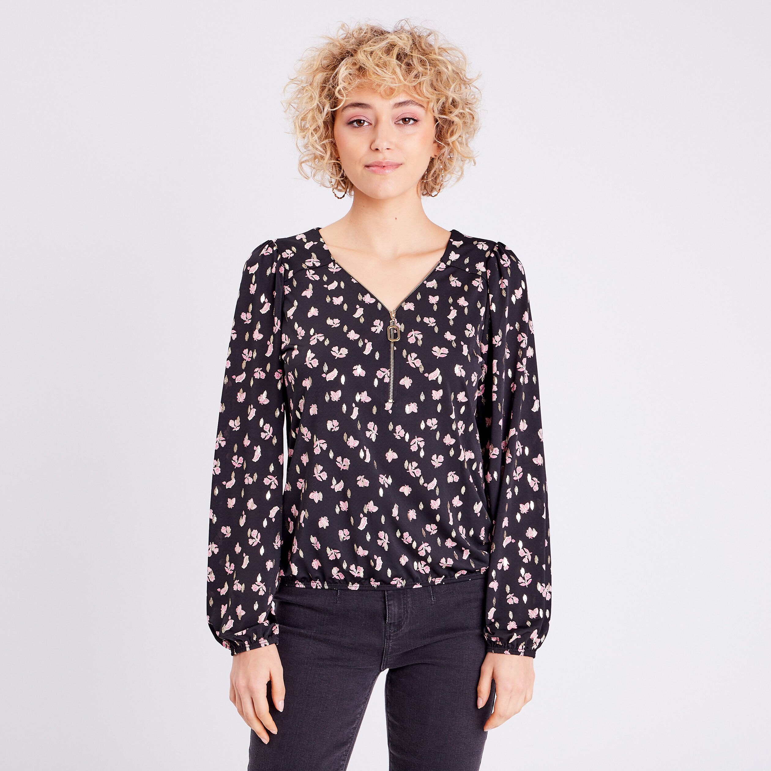 T-shirt manches longues noir femme | Cache Cache