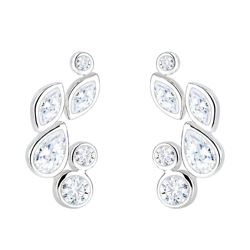 Elli Elli Boucles d'Oreilles Earcuff Tropfen Zirkonia 925 Silber Boucles d'oreilles