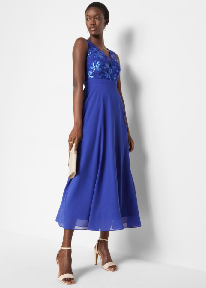 Chiffonkleid mit Pailettenstickerei