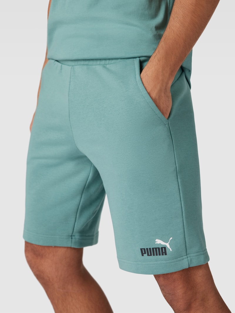 Sweatshorts mit Label-Print in petrol