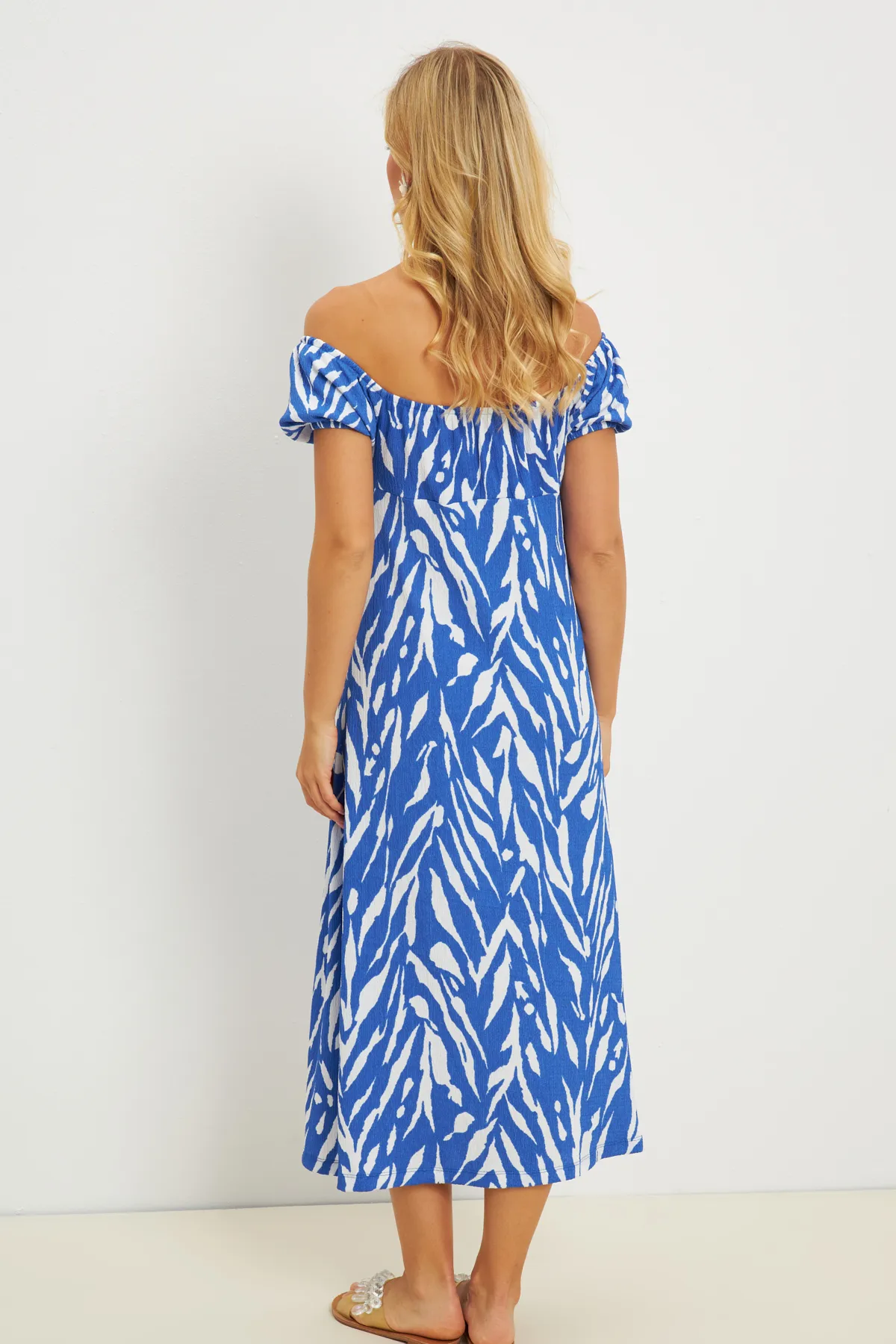 Cool & Sexy  Blaues Wickel-Midikleid mit Raffung für Damen DY105
