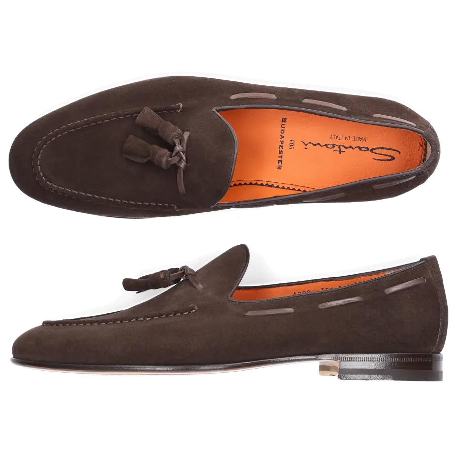 Santoni - Loafer 13904 Kalbsveloursleder - braun