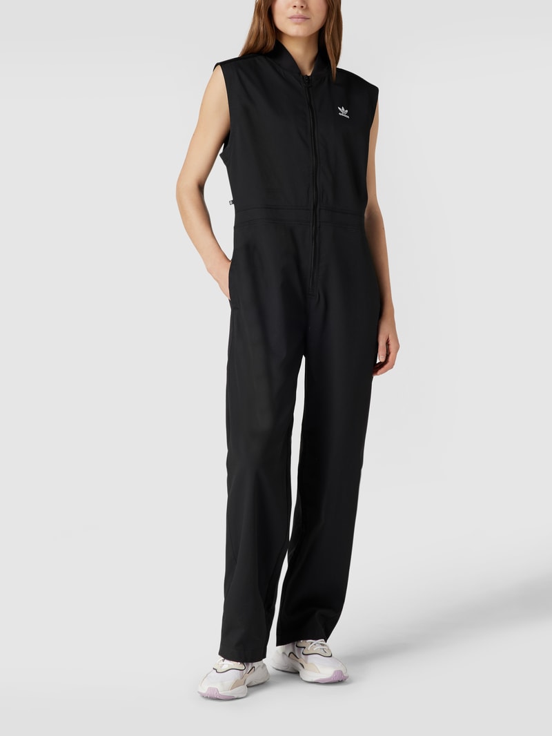 Jumpsuit mit Logo-Stitching in schwarz