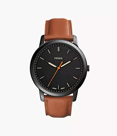 Fossil Herrenuhr The Minimalist Slim Leder Braun