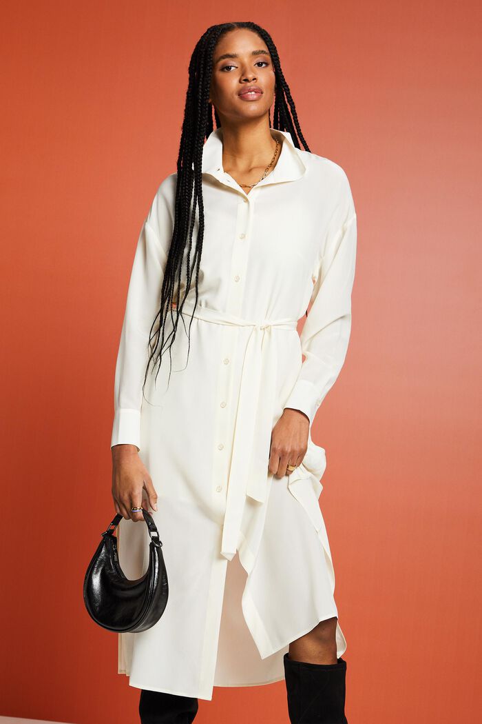 Midi-Hemdblusenkleid aus Seide
