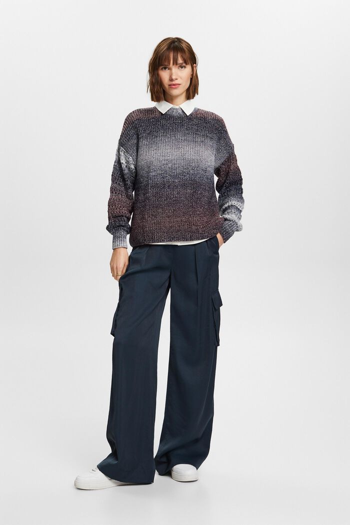 Offen gestrickter Dégradé-Pullover mit Stehkragen