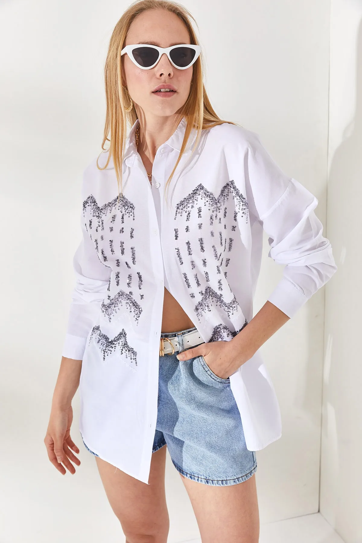Olalook  Hemd - Weiß - Oversized