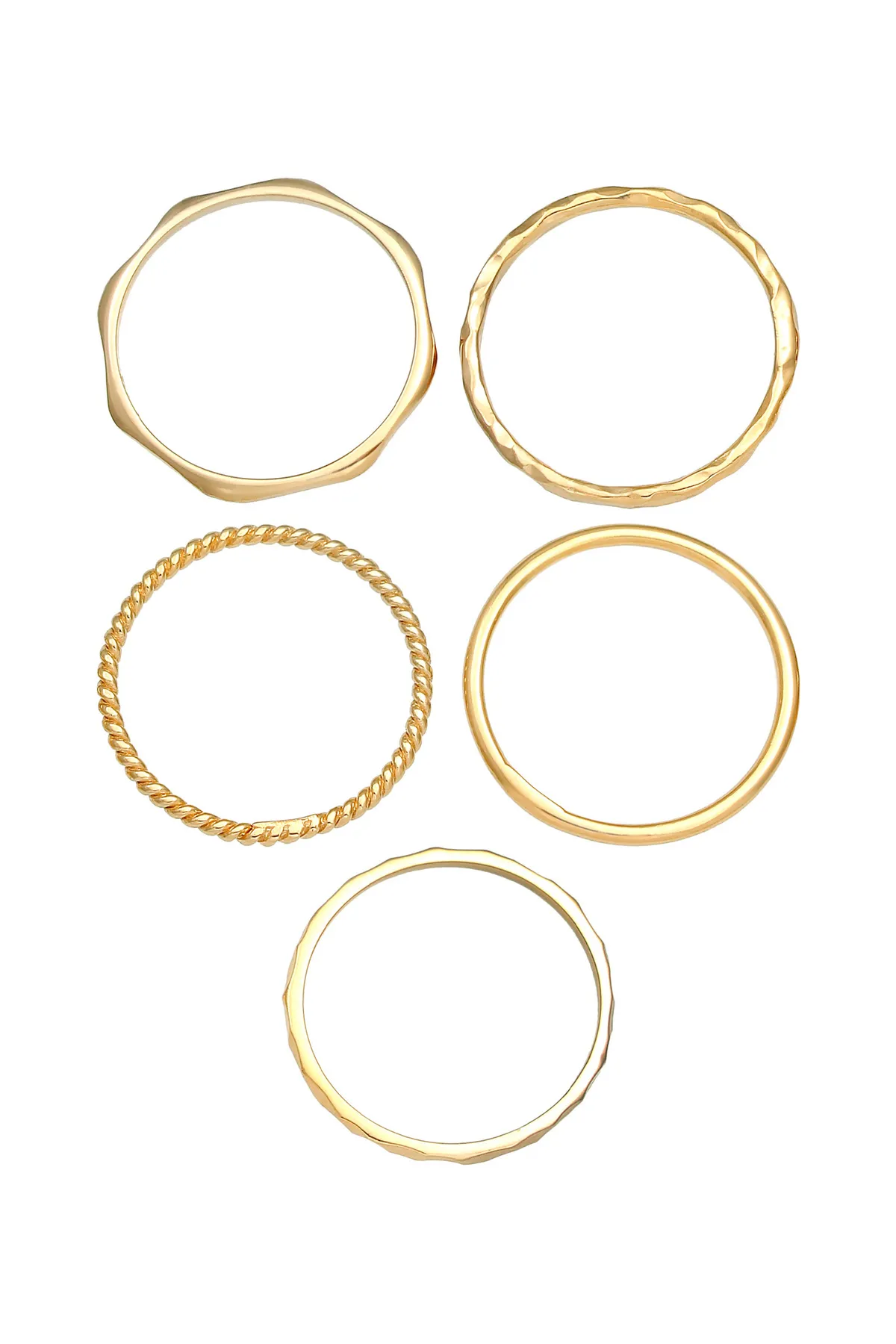 ELLI  Ring Stapelringe Stapelbandring 5er Set 925 Silber