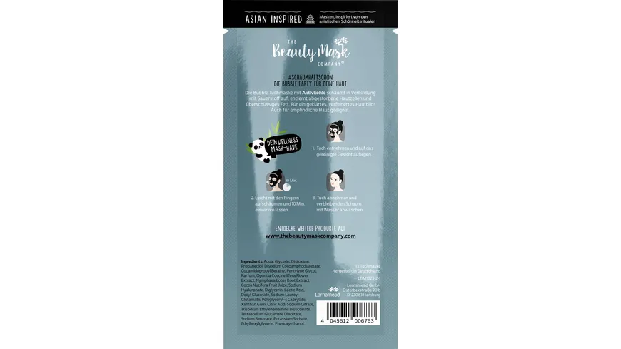 The Beauty Mask Company Bubble Tuchmaske Aktivkohle Oxygen