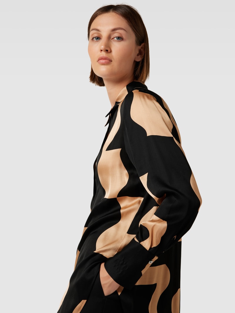 Bluse mit Allover-Muster in camel