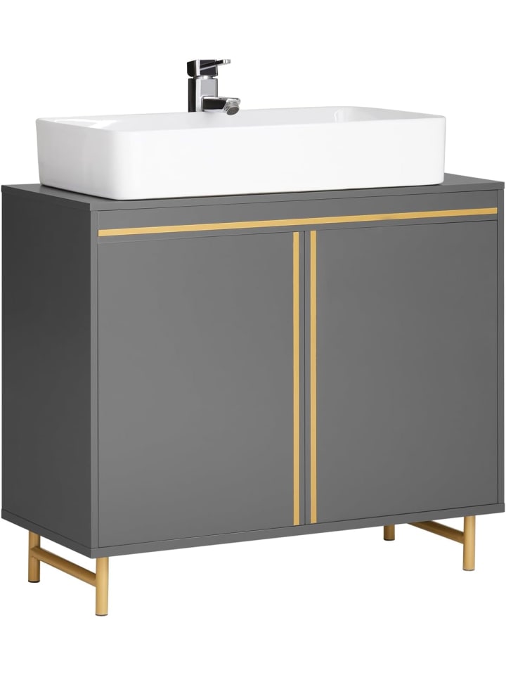 SoBuy Waschbeckenunterschrank in Hellgrau - (B)75 x (H)65 x (T)35cm günstig kaufen onesize