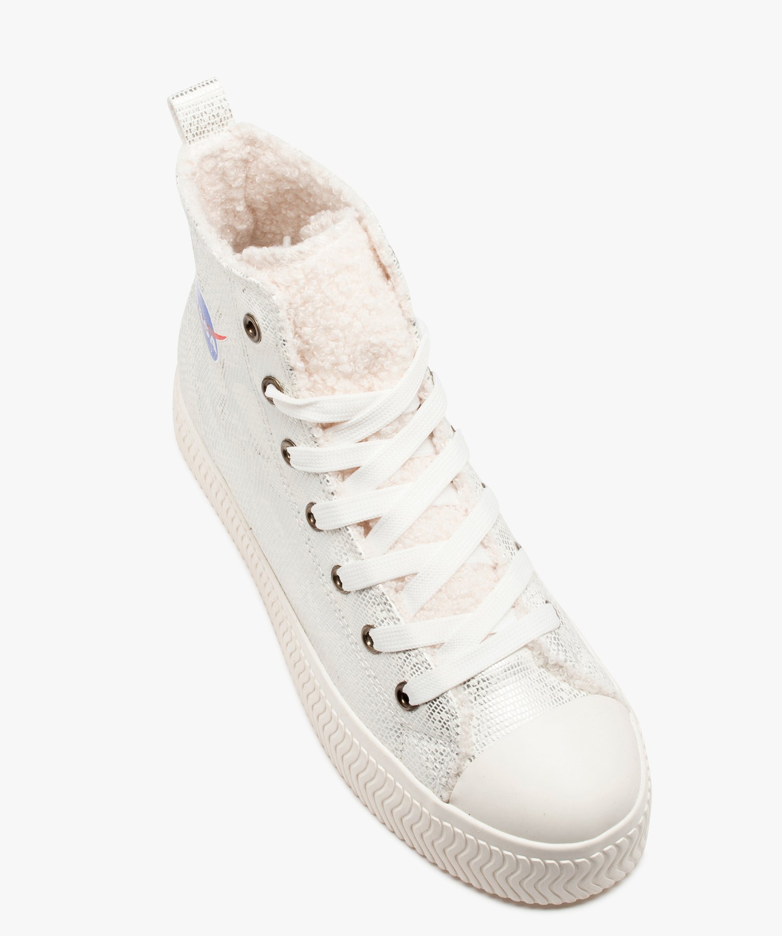 Baskets femme montantes à motifs fourrées Sherpa - Nasa argent | GEMO