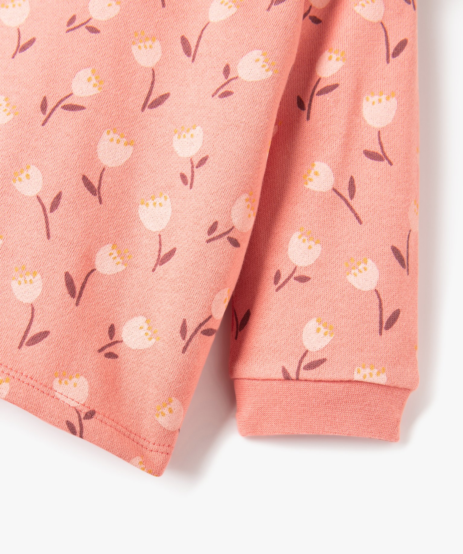 Pyjama 2 pièces imprimé en molleton bébé orange | GEMO