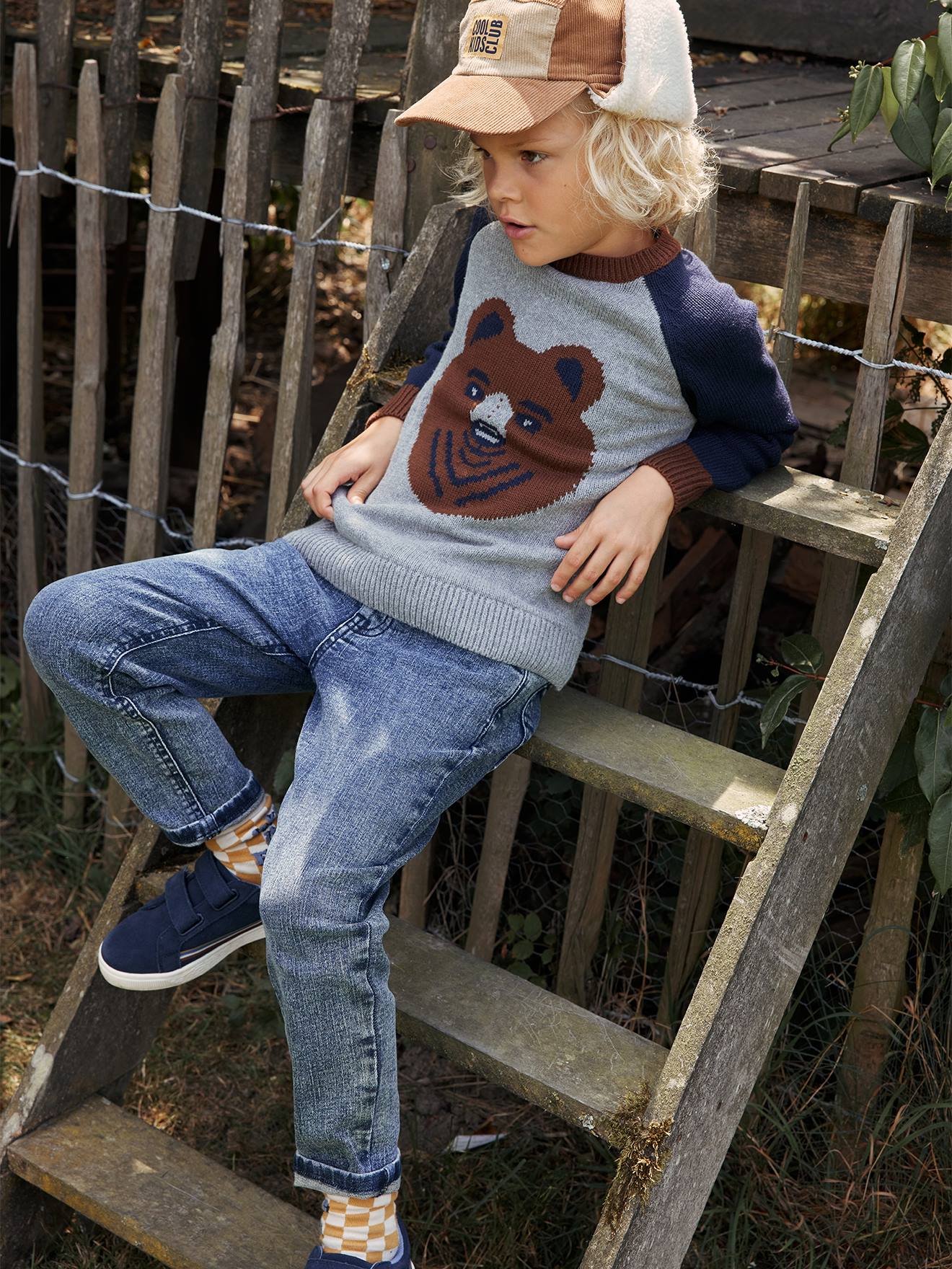 Vertbaudet Jungen Pullover mit Jacquard-Motiv - grau meliert