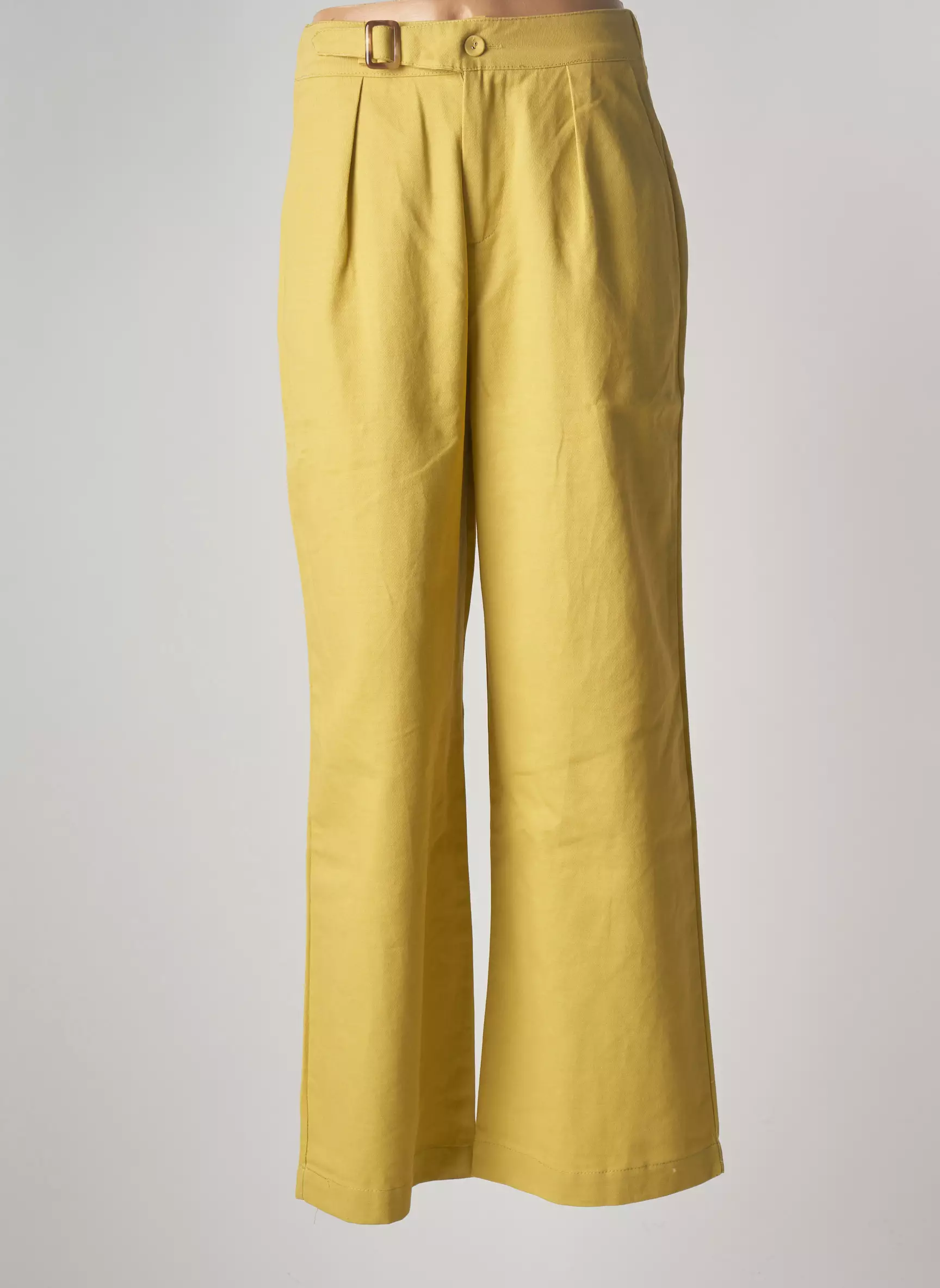 Season Pantalons Droits Femme couleur jaune