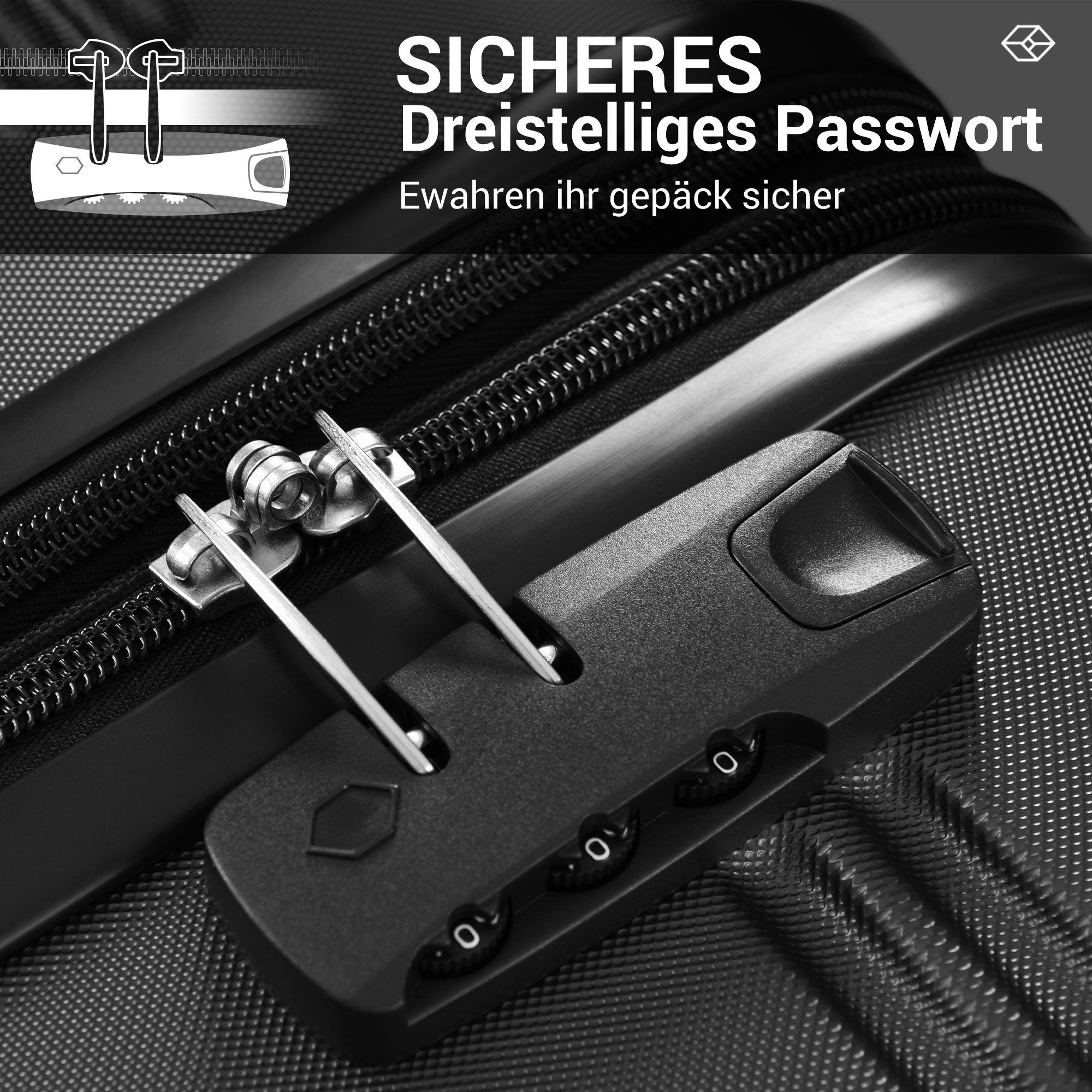 Flieks Hartschalen-Trolley, 4 Rollen, Hartschalenkoffer Handgepäck-Trolley Reisekoffer Geschäftsreisekoffer
