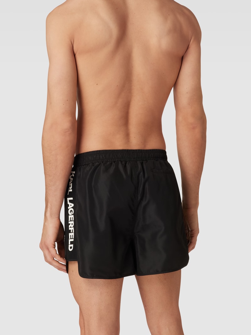 Badehose mit Logo-Print in schwarz