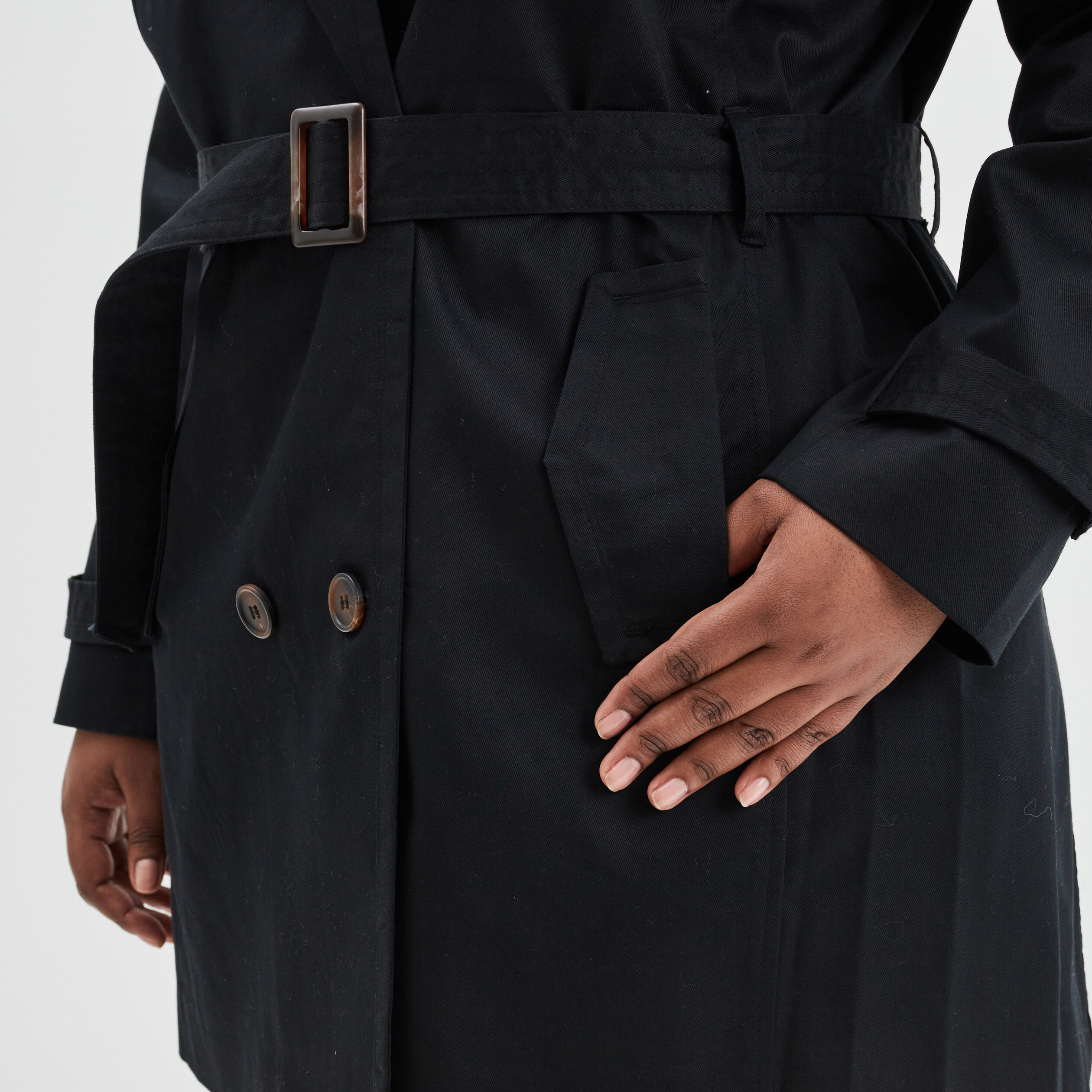 Trench droit ceinturé noir femme grande taille | La Halle