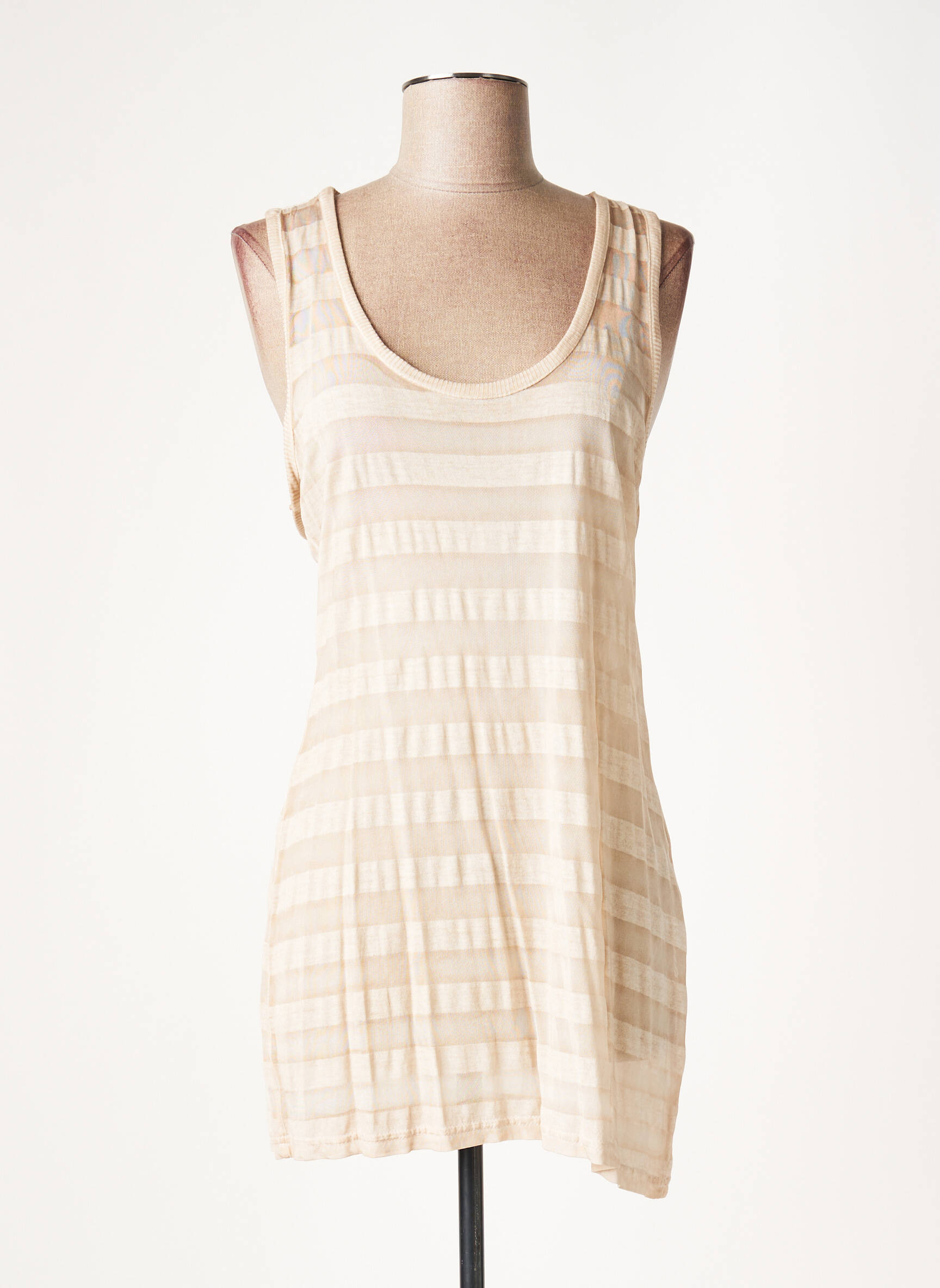 Lauren Vidal Tuniquemanchecourte Femme couleur beige