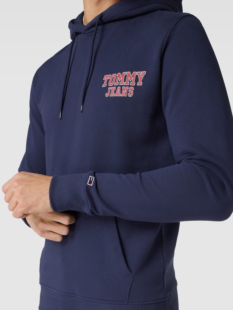 Hoodie mit Label-Print Modell 'ENTRY' in dunkelblau