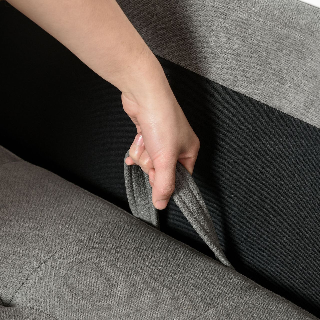 HOMCOM 3-Sitzer Sofa Stoffsofa Doppelsofa abnehmbar mit Kissen Gummiholz Baumwoll Grau 166,5 x 62 x 82 cm
