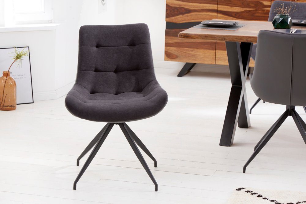 riess-ambiente Esszimmerstuhl DIVANI dunkelgrau, Esszimmer · Microfaser · Kunstleder · Metall · Retro