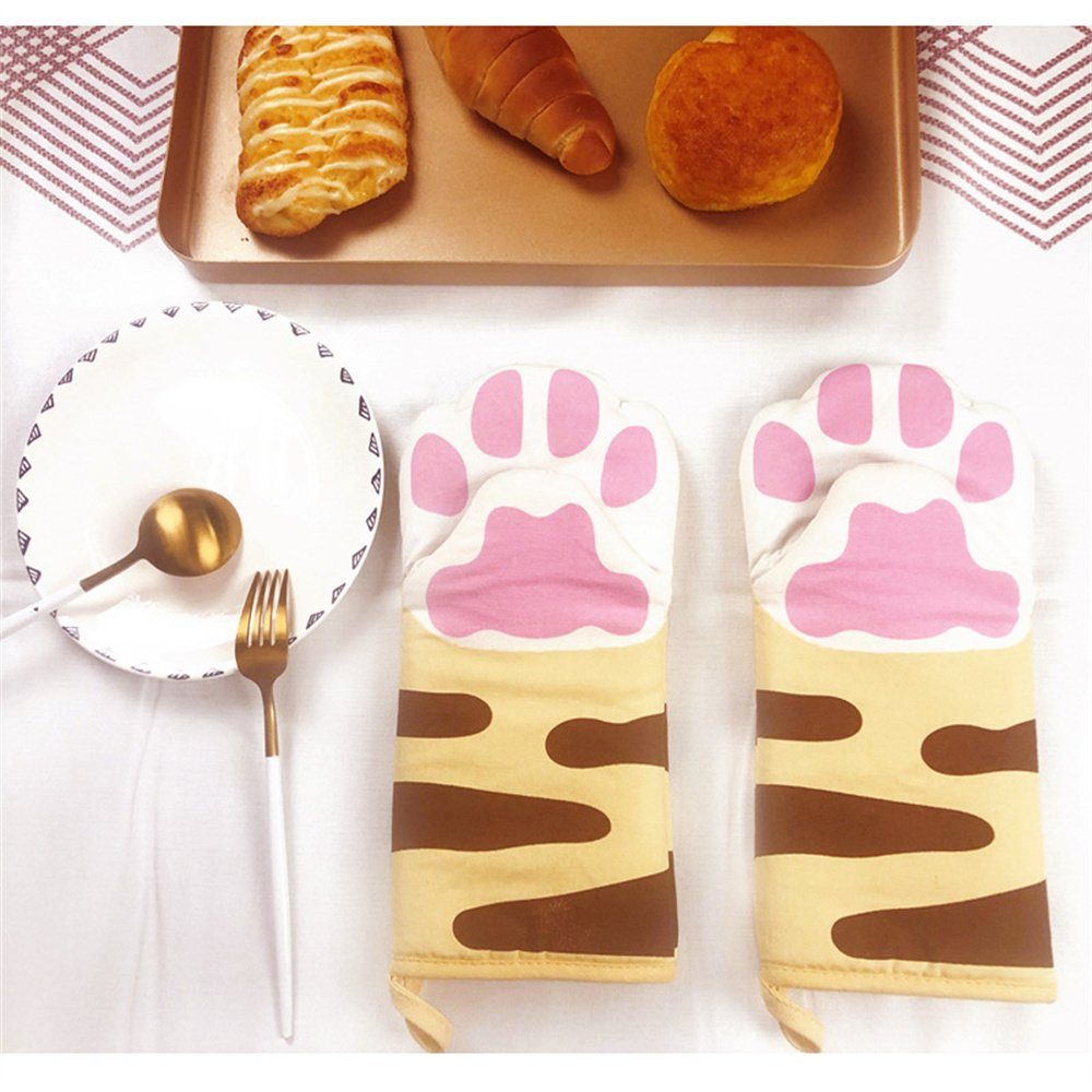 Runxizhou Topflappen Lustige Ofenhandschuhe Katze Muster (Katzepfote) 2pcs, (1-tlg)