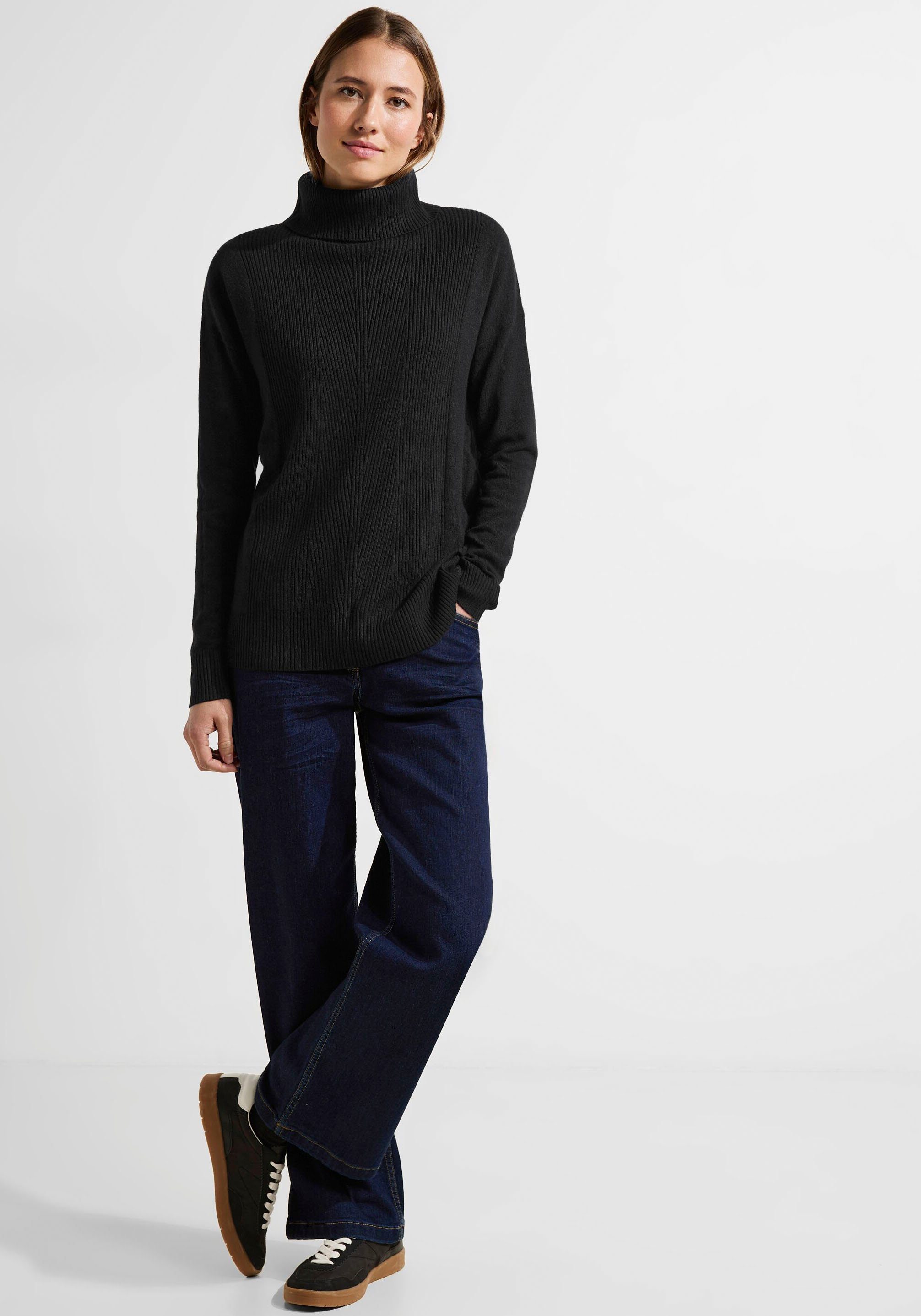 Cecil Rollkragenpullover mit Rippstrick-Muster