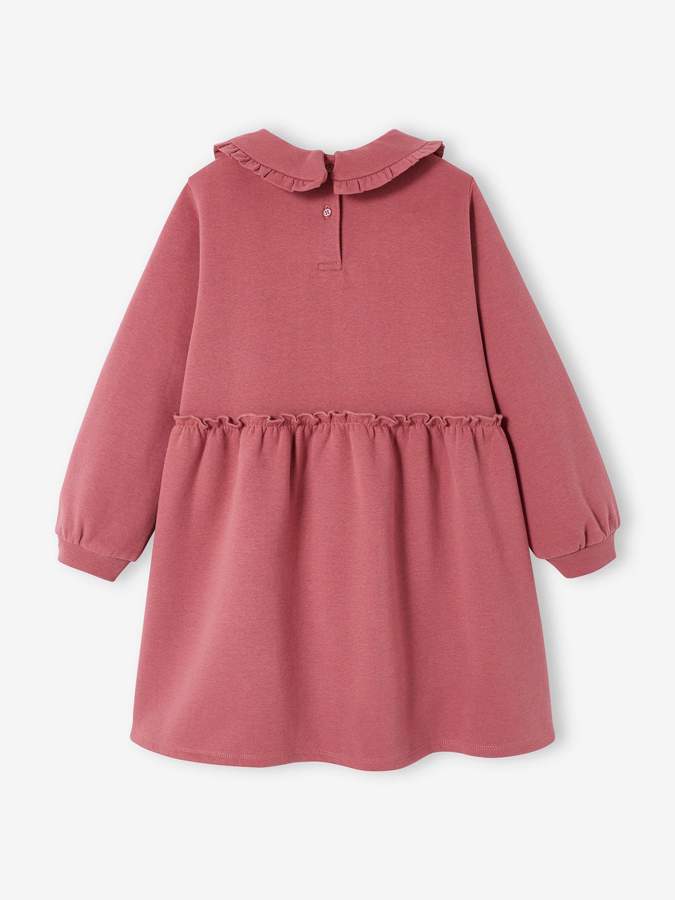 Robe en molleton col Claudine fille prune