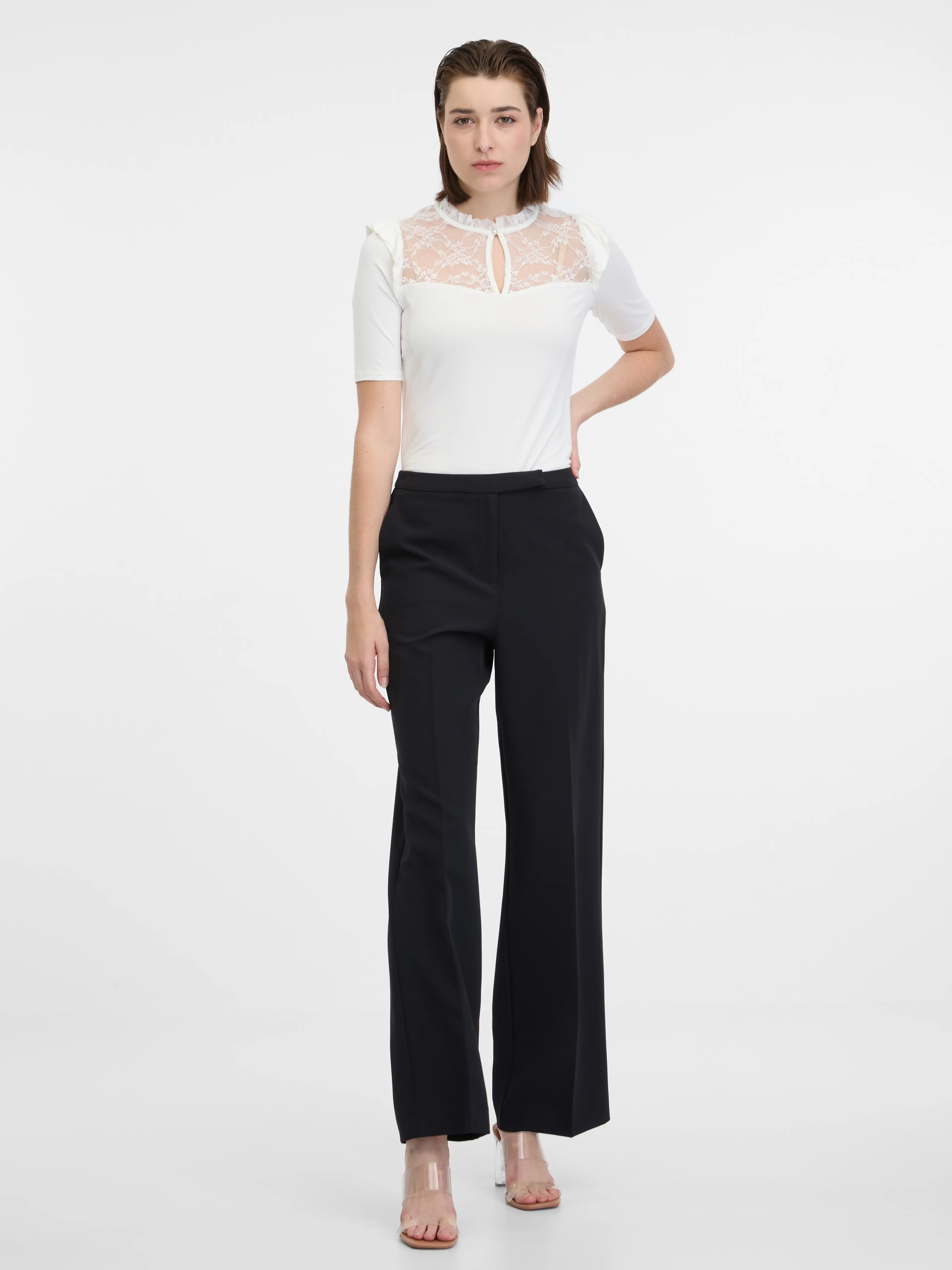 Weißes Damen-T-Shirt mit Spitze ORSAY