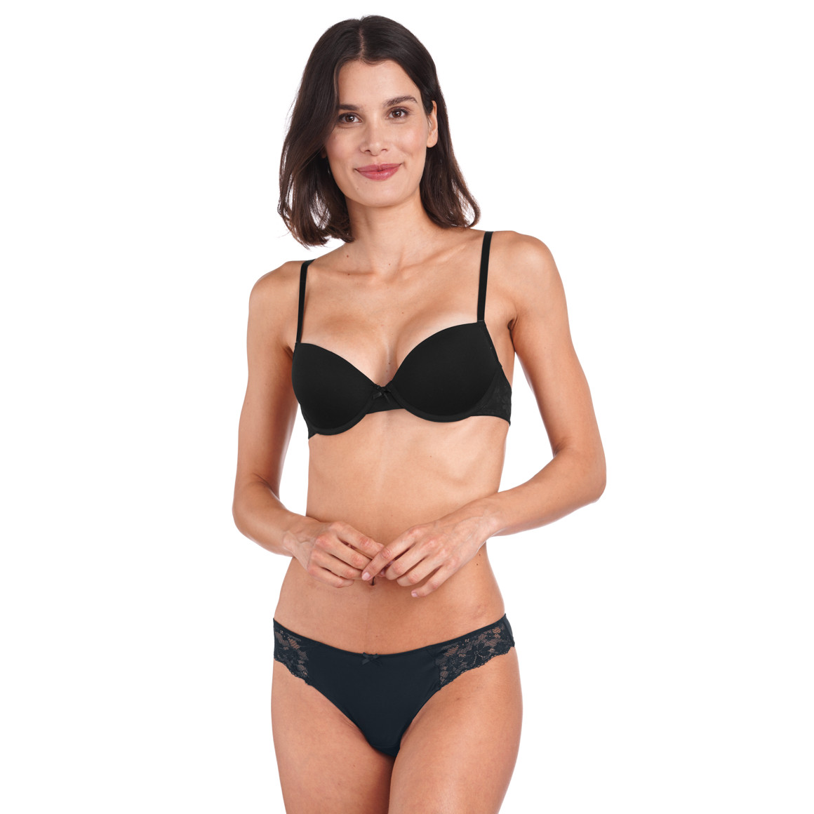 2 Damen Strings mit Spitzeneinsatz