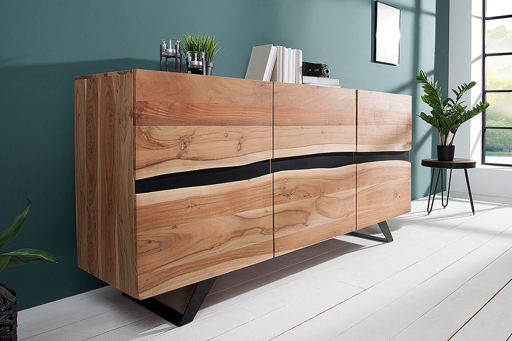 riess-ambiente Sideboard AMAZONAS 150cm natur, Massivholz · Anrichte · Baumkante · Akazie · Kommode · Wohnzimmer