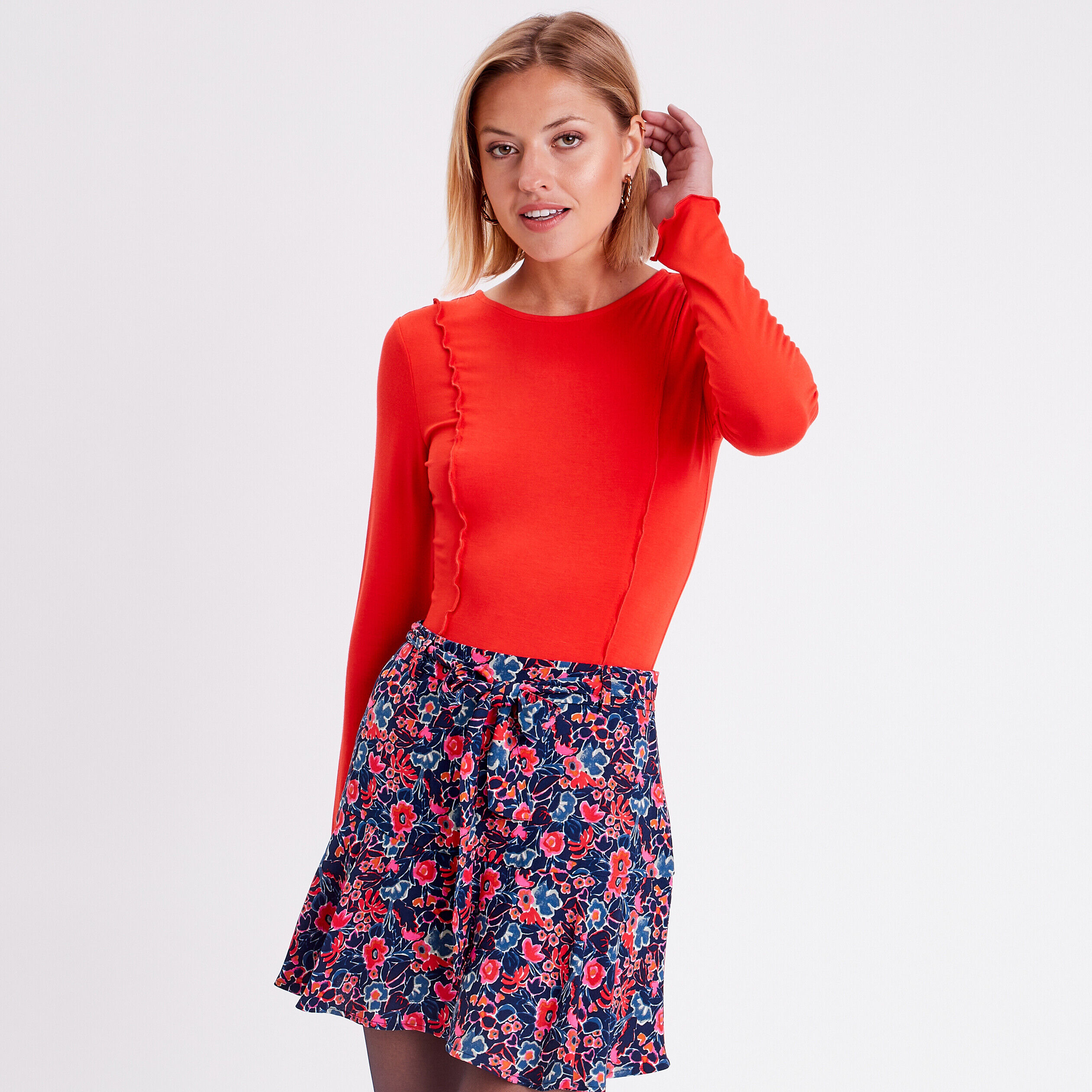 T-shirt manches longues rouge femme | Cache Cache