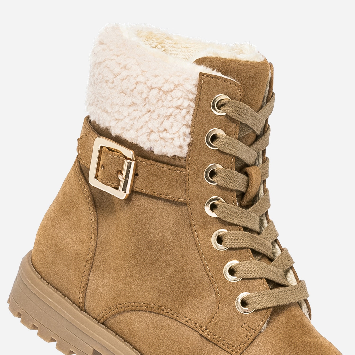 Boots à lacet camel fourré